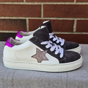 Papouelli London Mica Leather Sneakers Trainers Size 32 EUR Or 1Y US RN10243